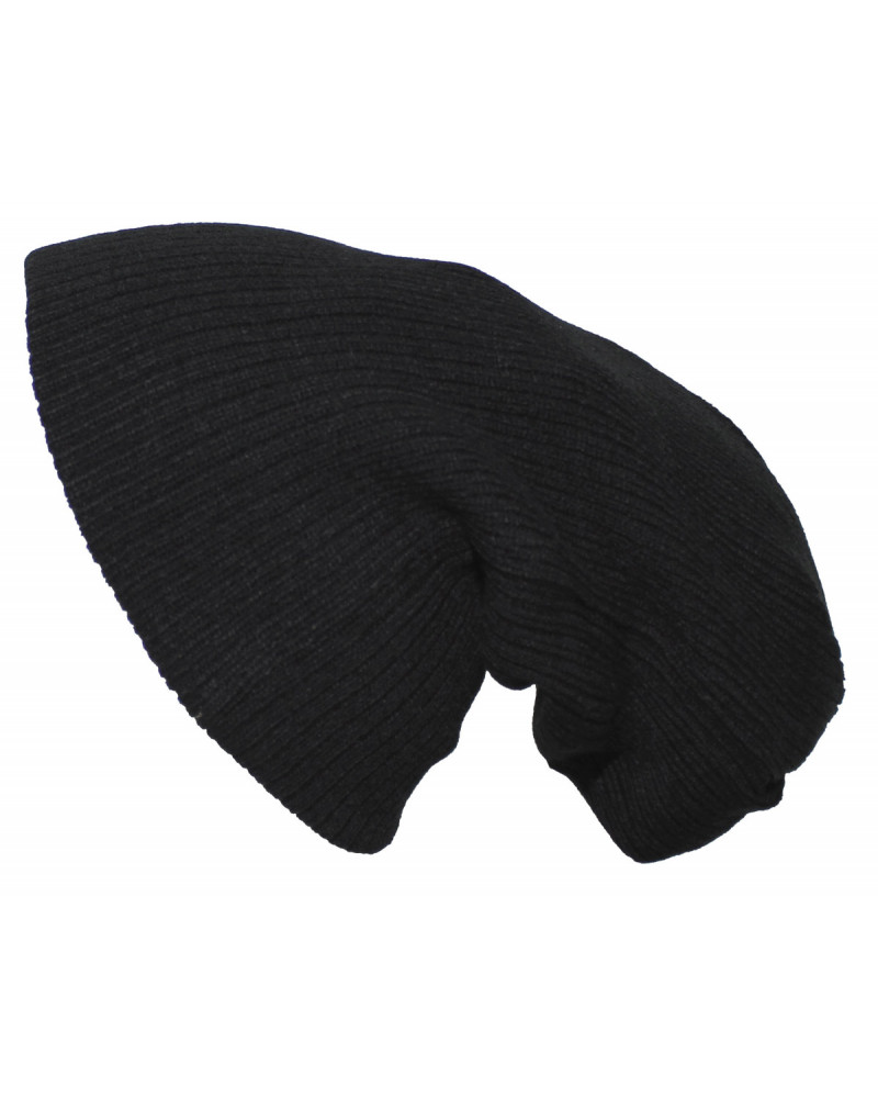 Strickmütze, "Beanie", Rip,schwarz, extra lang