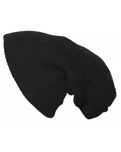 Strickmütze, "Beanie", Rip,schwarz, extra lang