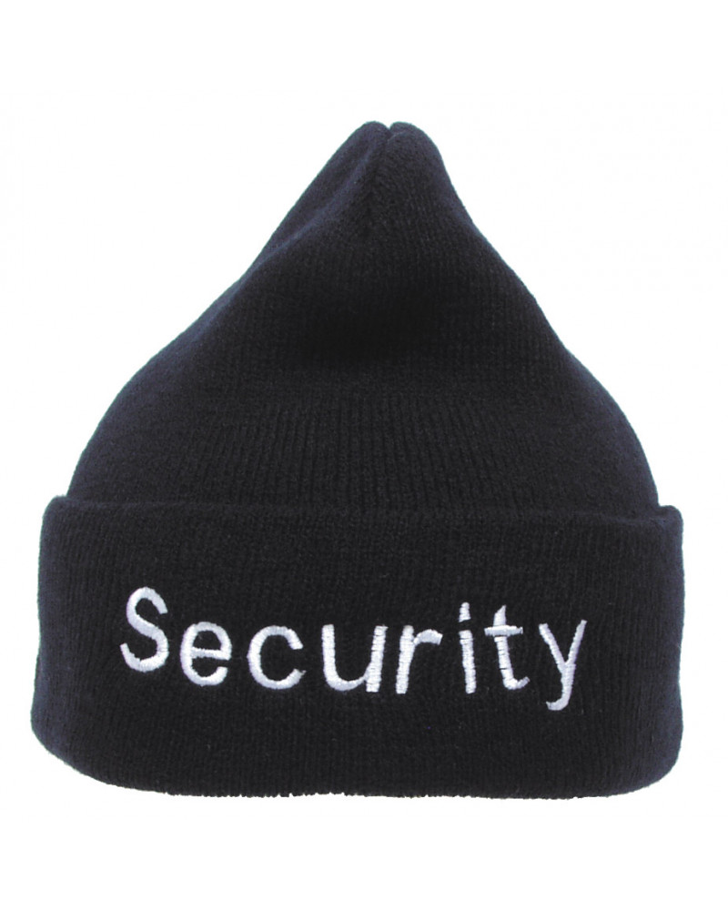 Rollmütze, Polyacryl, schwarz,silber bestickt,"Security"