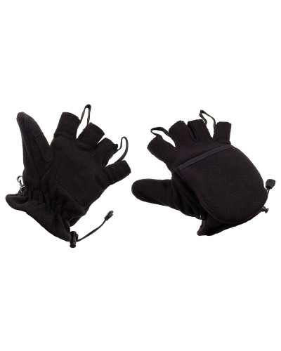 Fleece-Faust-Fingerhandschuhe,schwarz, mit Ausziehschlaufen