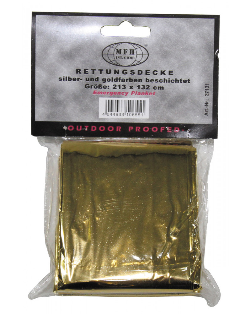 Rettungsdecke, silber- undgoldfarben beschichtet