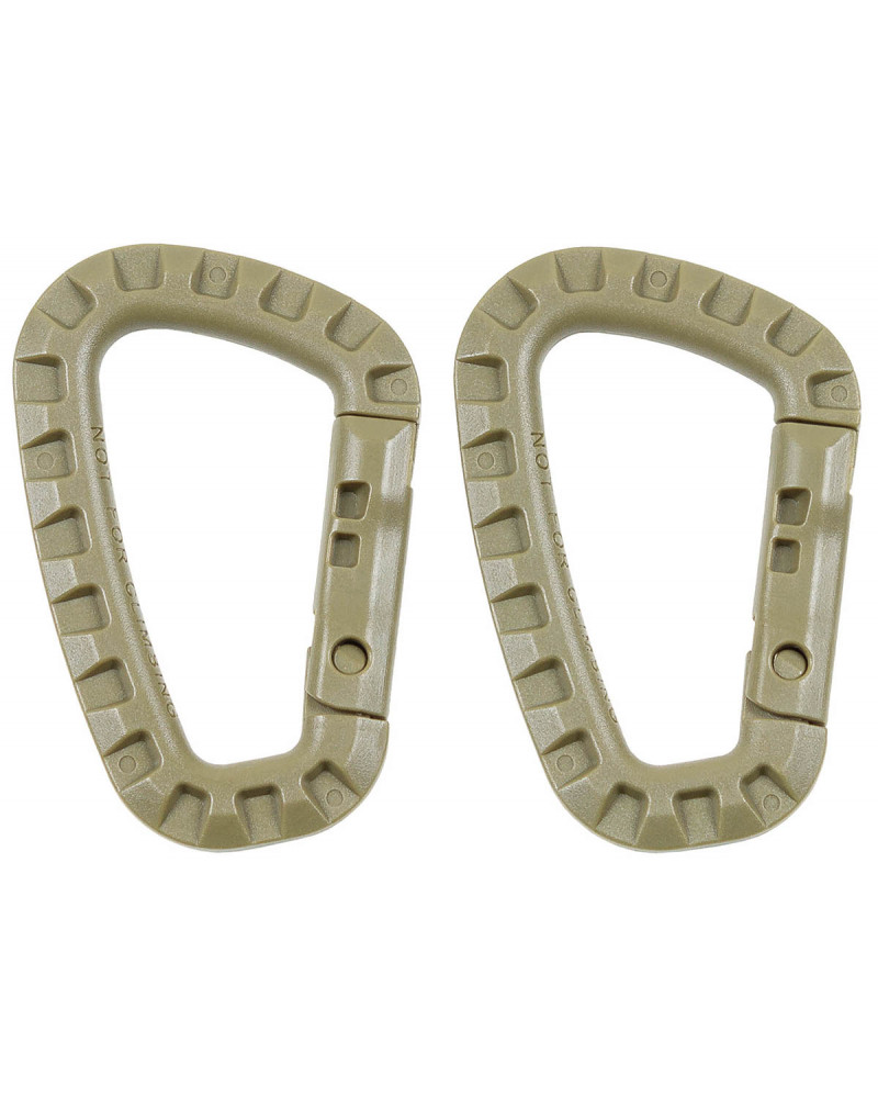 Karabiner, Plastik, coyote tanD 7 mm x 8,5 cm, 2er Pack