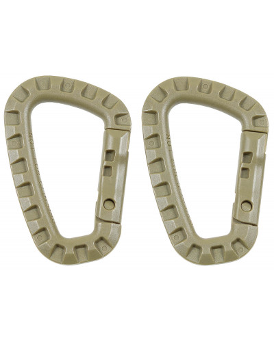Karabiner, Plastik, coyote tanD 7 mm x 8,5 cm, 2er Pack