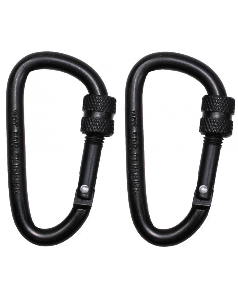 Karabiner, Schraubverschluss,D 6mm x 6cm, 2er Pack,schwarz