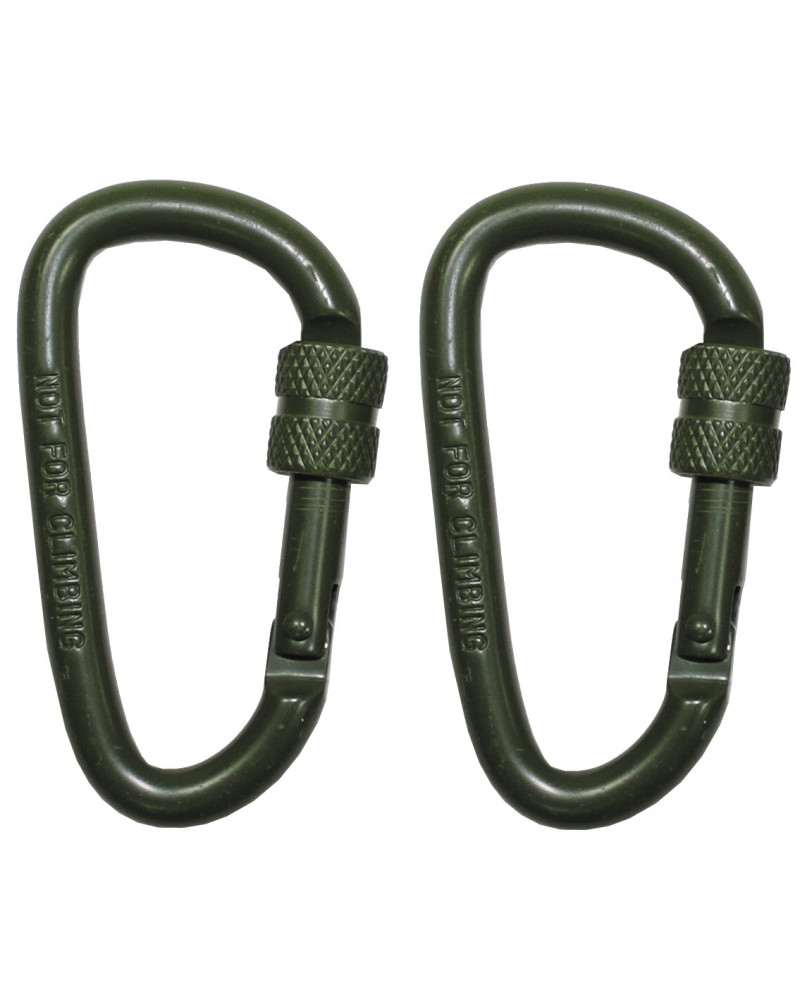 Karabiner, Schraubverschluss,D 6 mm x 6 cm, 2er Pack, oliv
