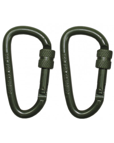 Karabiner, Schraubverschluss,D 6 mm x 6 cm, 2er Pack, oliv