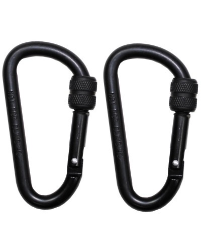 Karabiner, Schraubverschluss,D 8mm x 8cm, 2er Pack,schwarz