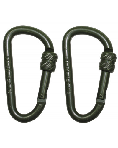 Karabiner, Schraubverschluss,D 8 mm x 8 cm, 2er Pack, oliv