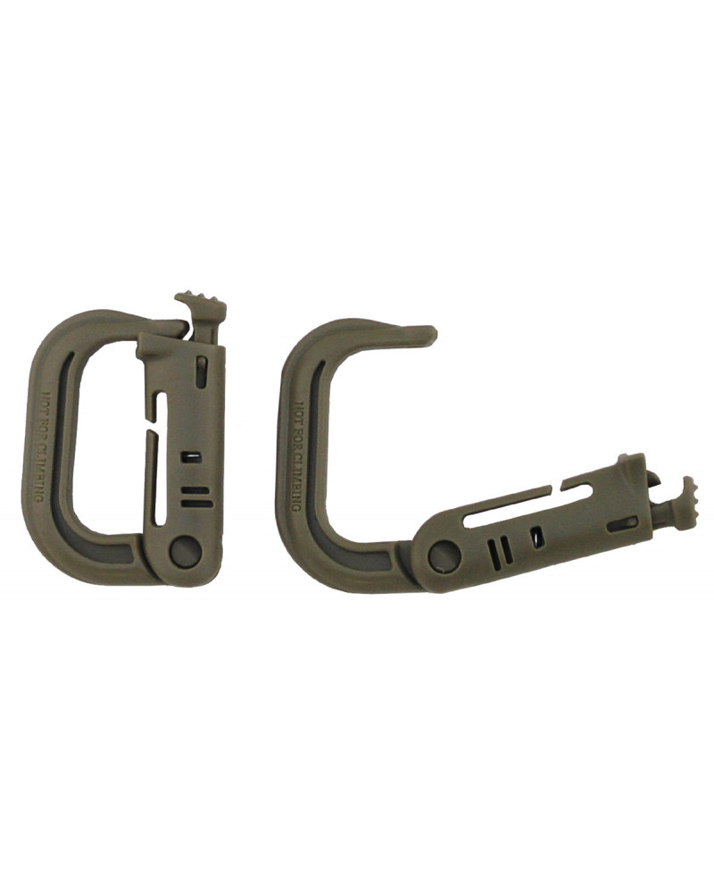 Karabiner, Plastik, "MOLLE",coyote tan, 2er Pack
