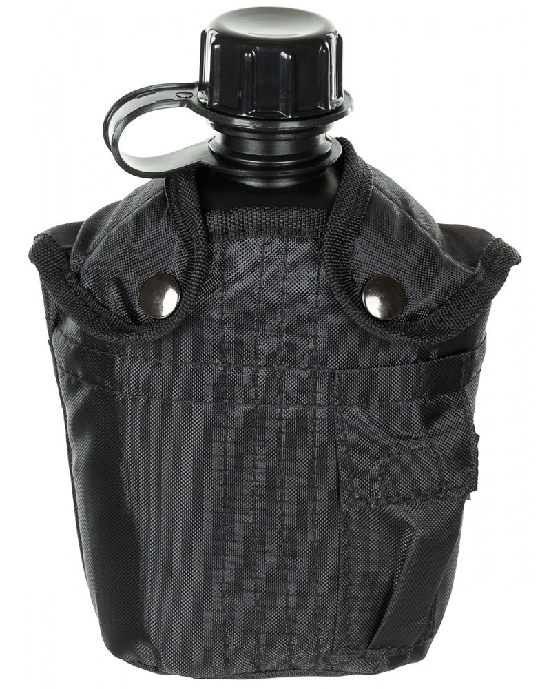 US Plastikfeldflasche, 1 l,Hülle, schwarz, BPA-frei