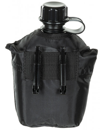 US Plastikfeldflasche, 1 l,Hülle, schwarz, BPA-frei