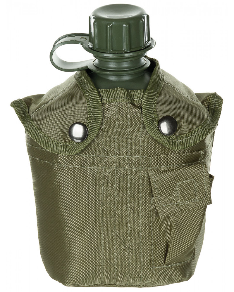 US Plastikfeldflasche, 1 l,Hülle, oliv, BPA-frei