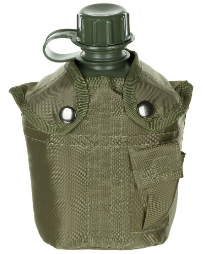 US Plastikfeldflasche, 1 l,Hülle, oliv, BPA-frei