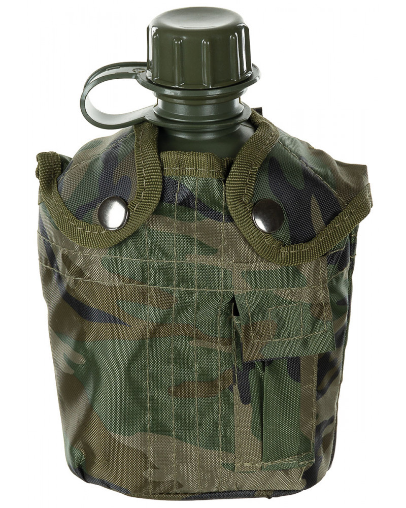 US Plastikfeldflasche, 1 l,Hülle, woodland, BPA-frei