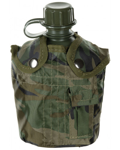 US Plastikfeldflasche, 1 l,Hülle, woodland, BPA-frei