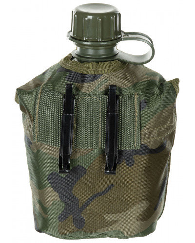 US Plastikfeldflasche, 1 l,Hülle, woodland, BPA-frei
