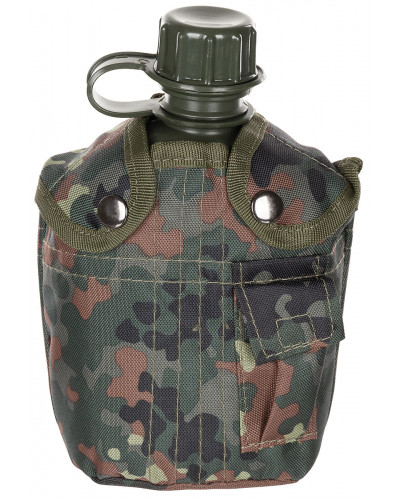 US Plastikfeldflasche, 1 l,Hülle, flecktarn, BPA-frei