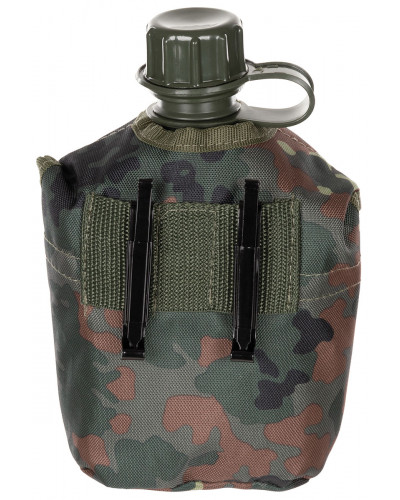 US Plastikfeldflasche, 1 l,Hülle, flecktarn, BPA-frei