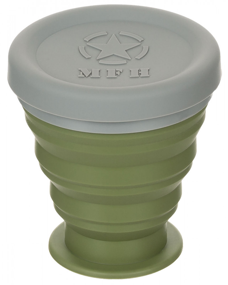 Faltbecher, mit Deckel,Silikon, oliv, 200 ml