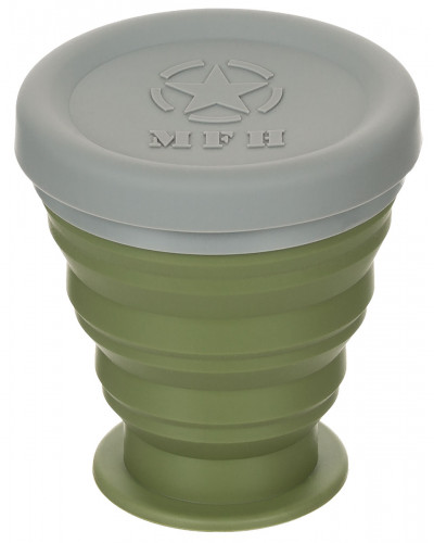 Faltbecher, mit Deckel,Silikon, oliv, 200 ml