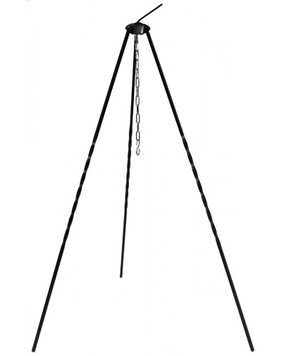 Ungar. Dreibein, ca. 1 m,Eisen, mit Kette und Haken