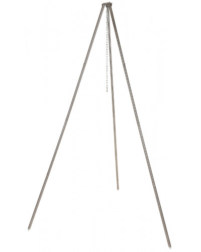 Dreibein, ca. 1,9 m,Edelstahl, mit Kette und Haken