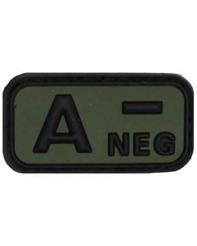 Klettabzeichen, schwarz-oliv,Blutgruppe "A NEG", 3D