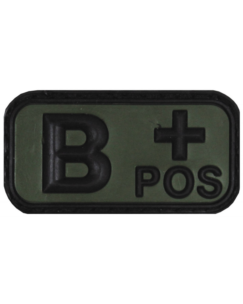 Klettabzeichen, schwarz-oliv,Blutgruppe "B POS", 3D