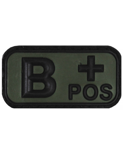 Klettabzeichen, schwarz-oliv,Blutgruppe "B POS", 3D