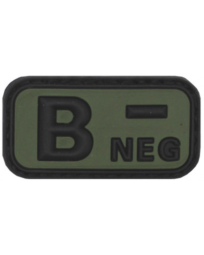 Klettabzeichen, schwarz-oliv,Blutgruppe "B NEG", 3D