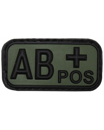 Klettabzeichen, schwarz-oliv,Blutgruppe "AB POS", 3D