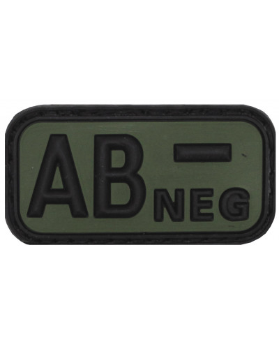 Klettabzeichen, schwarz-oliv,Blutgruppe "AB NEG", 3D