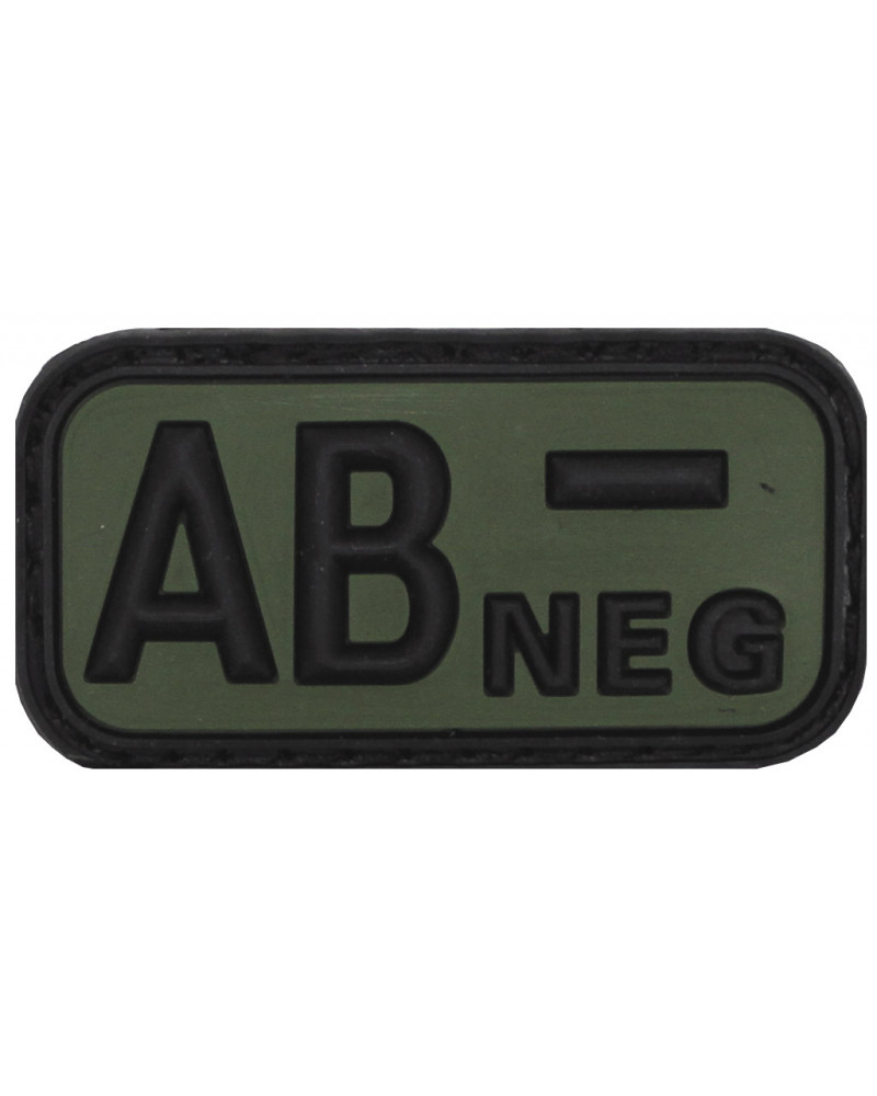 Klettabzeichen, schwarz-oliv,Blutgruppe "AB NEG", 3D