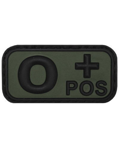 Klettabzeichen, schwarz-oliv,Blutgruppe "O POS", 3D