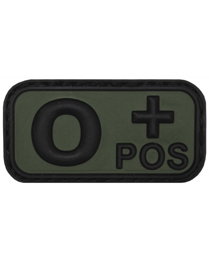 Klettabzeichen, schwarz-oliv,Blutgruppe "O POS", 3D