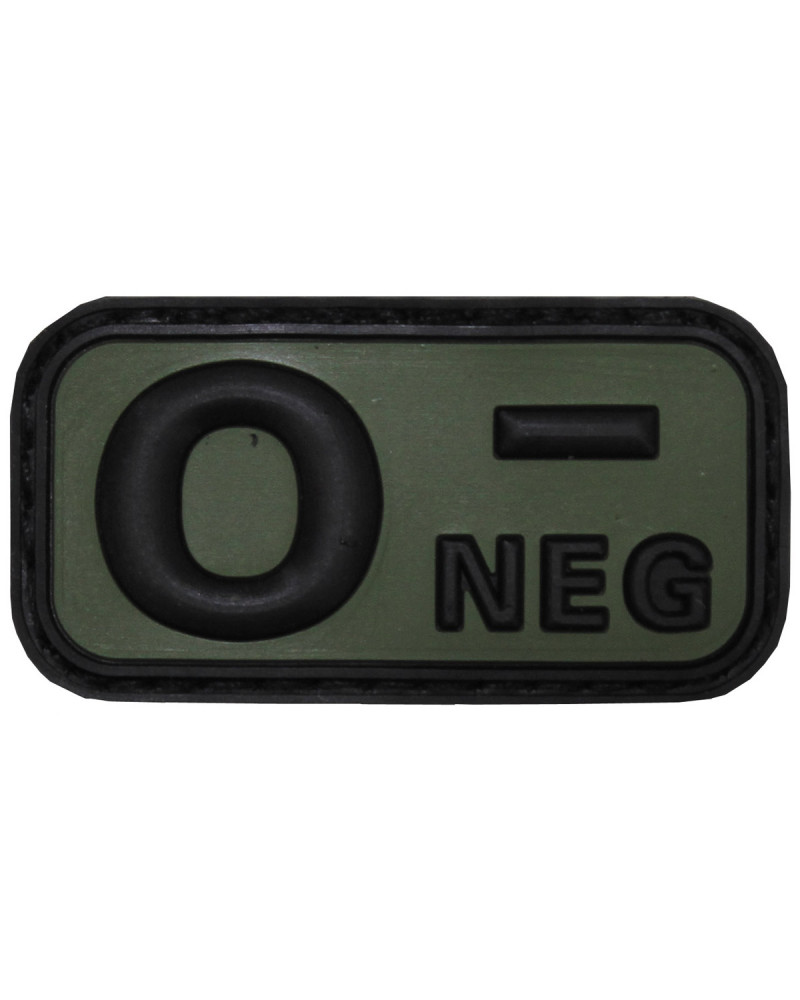 Klettabzeichen, schwarz-oliv,Blutgruppe "O NEG", 3D