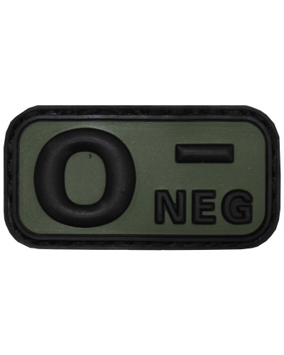 Klettabzeichen, schwarz-oliv,Blutgruppe "O NEG", 3D