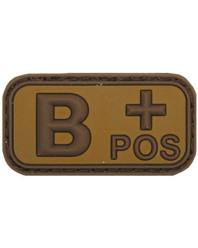 Klettabzeichen, braun-khaki,Blutgruppe "B POS", 3D