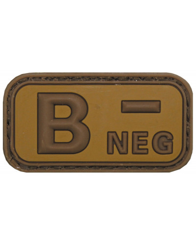 Klettabzeichen, braun-khaki,Blutgruppe "B NEG", 3D