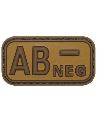 Klettabzeichen, braun-khaki,Blutgruppe "AB NEG", 3D