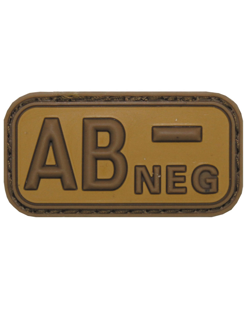 Klettabzeichen, braun-khaki,Blutgruppe "AB NEG", 3D