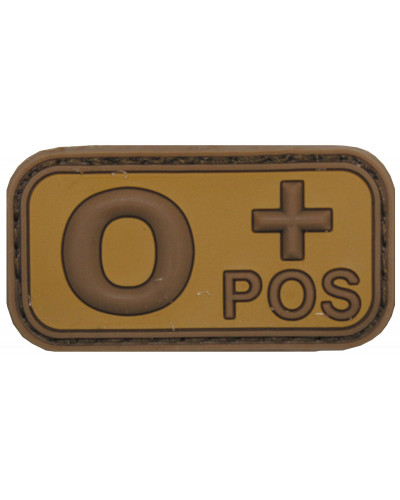 Klettabzeichen, braun-khaki,Blutgruppe "O POS", 3D