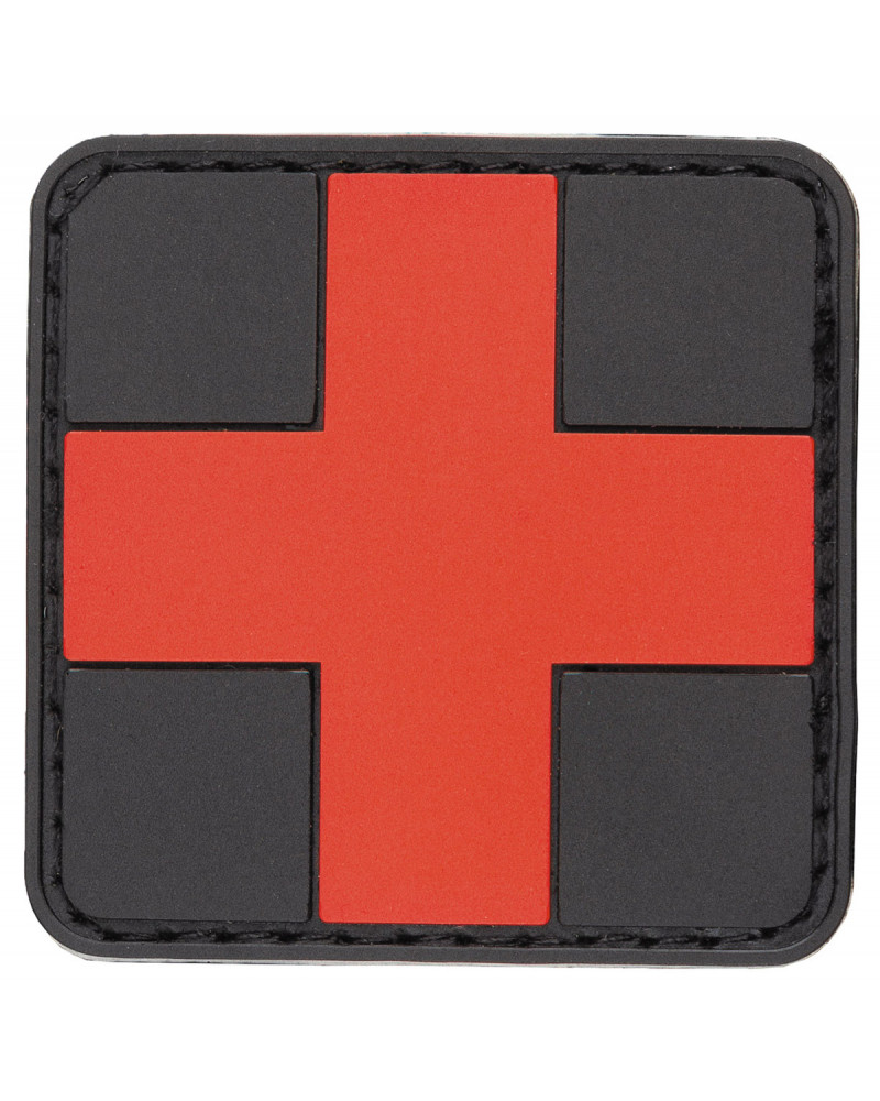 Klettabzeichen, "FIRST AID",schwarz-rot, 3D, ca. 5 x 5 cm
