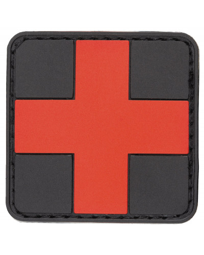 Klettabzeichen, "FIRST AID",schwarz-rot, 3D, ca. 5 x 5 cm