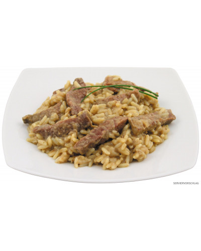 Rindergeschnetzeltes mit Reis,Vollkonserve, 400 g, 7% Mwst.