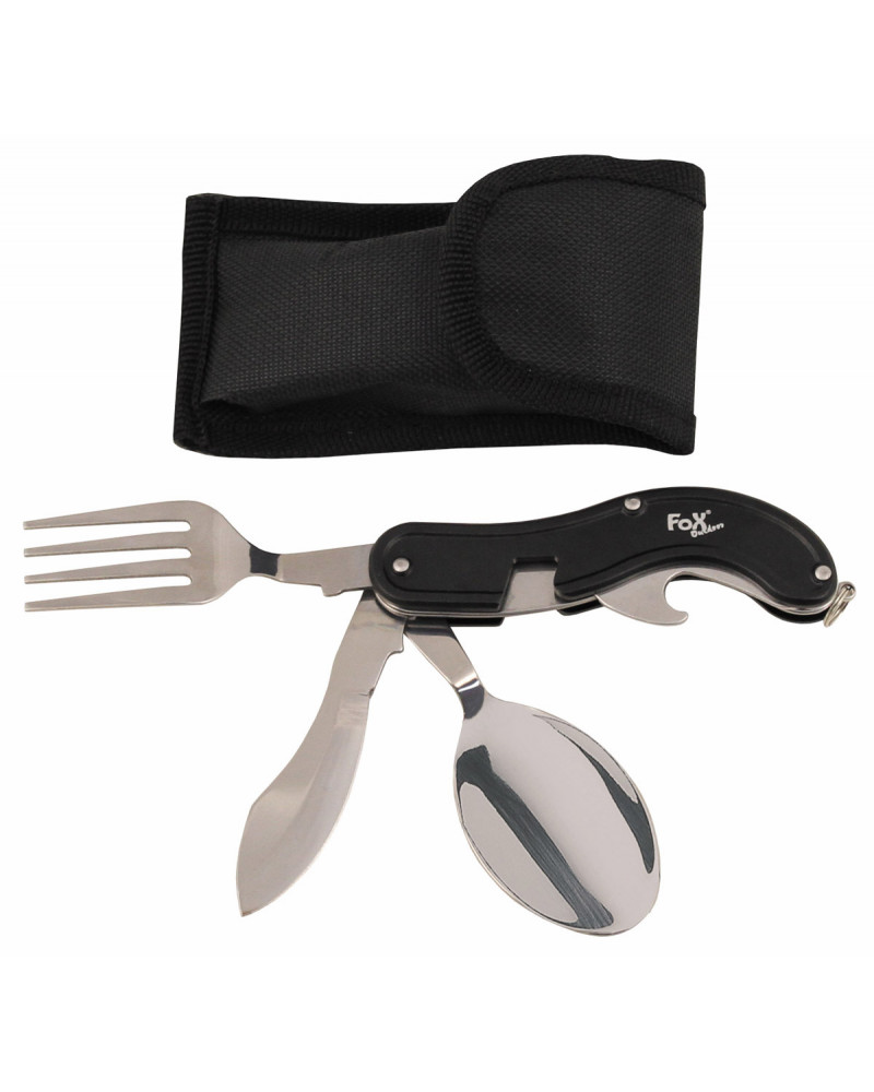 Taschenmesserbesteck, 4 in 1,schwarz, teilbar Taschenmesserbesteck, 4 in 1,schwarz, teilbar