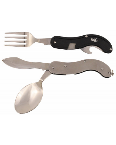 Taschenmesserbesteck, 4 in 1,schwarz, teilbar Taschenmesserbesteck, 4 in 1,schwarz, teilbar