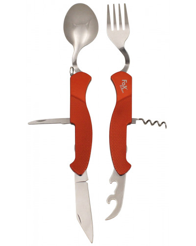 Taschenmesserbesteck, 6 in 1,rot, teilbar