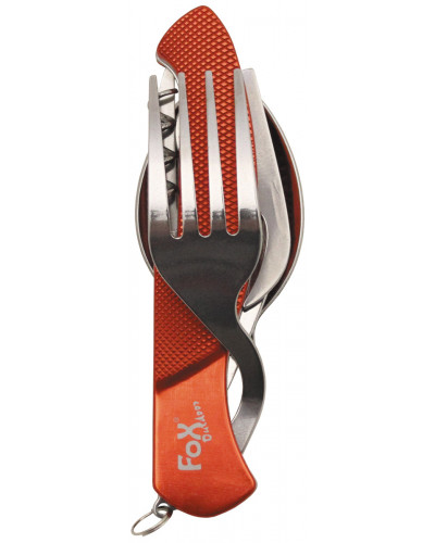Taschenmesserbesteck, 6 in 1,rot, teilbar Taschenmesserbesteck, 6 in 1,rot, teilbar