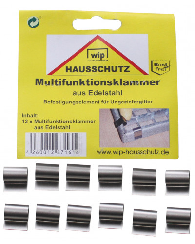 Multifunktionklammer, "Wip",Edelstahl, 12-er Pack